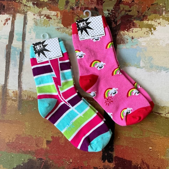 SOCK IT TO ME - Set of 2 pairs of girl’s crew socks. - Picture 1 of 6